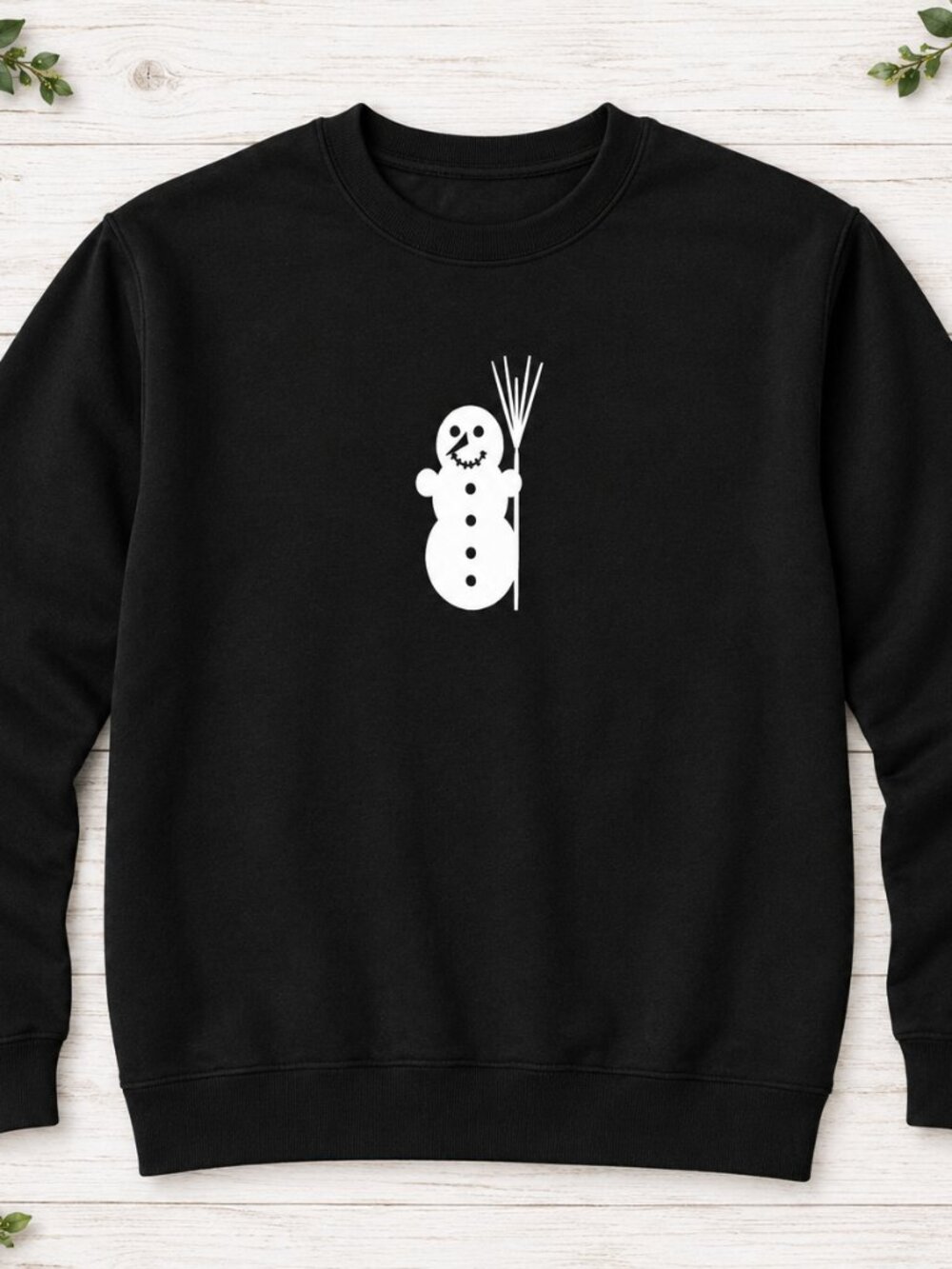 Snowman Christmas Sweatshirt Black White Graphic Minimalist Holiday Jumper